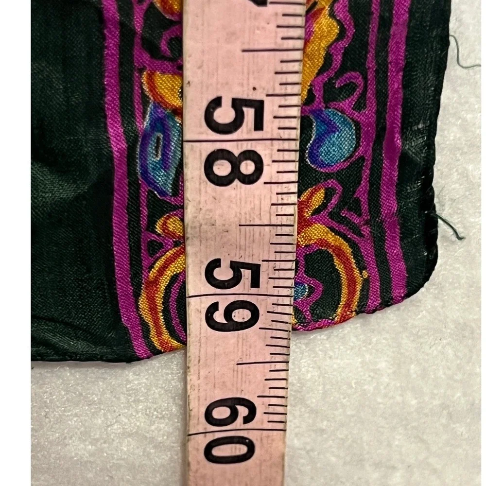 Unbranded Womens Scarf Psychedelic Fish Floral OS Green Magenta Boho Rectangular